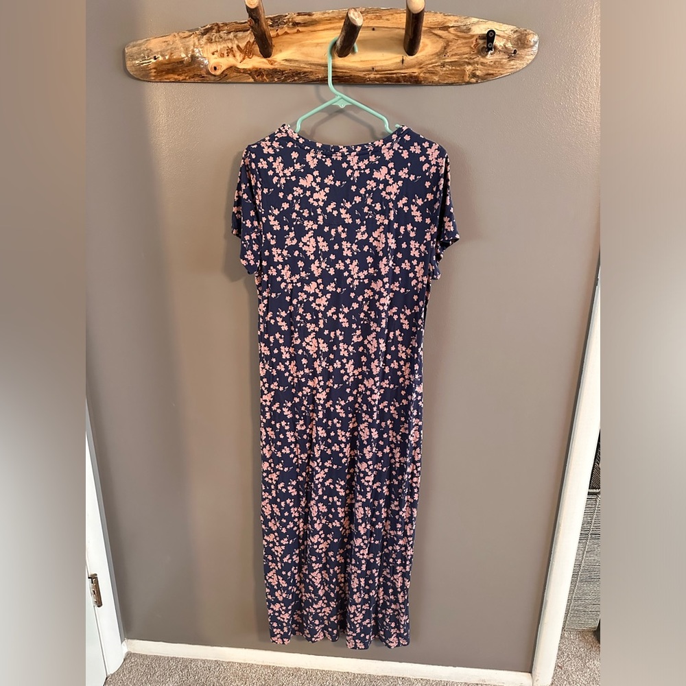 Floral Jersey Maxi Dress - Soft and Comfy - Boho, Relaxed, Lounge, t shirt dress - Picture 2 of 9